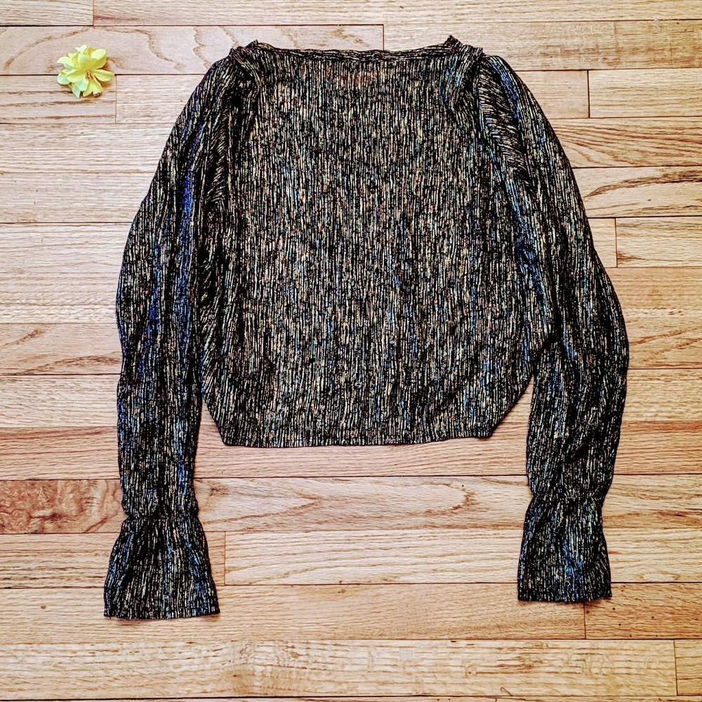 ZARA Sheer Gold Metallic Crop Top - Picture 4 of 6